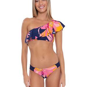 Trina Turk Breeze Ruffled One Shoulder Bikini Top Size 8